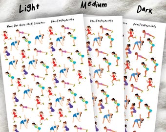 Adesivi Work Out Girls 2025 / Adesivi per ragazze, adesivi per bambole, decorazioni per planner, adesivi per planner