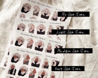 Mini Winter Mood Girls Stickers / Doll stickers, girl stickers, Aesthetic stickers