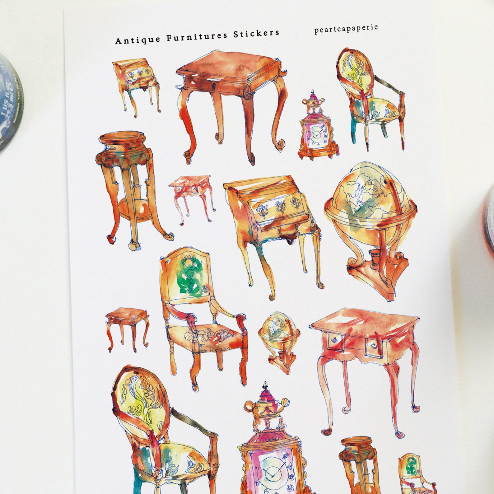 Antique Furnitures Stickers Planner Decoration Vintage Etsy