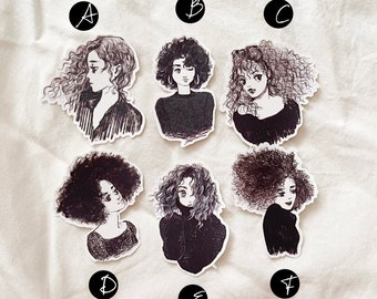 Curly Hair City Girls Stickers / Doll stickers, Girl Stickers