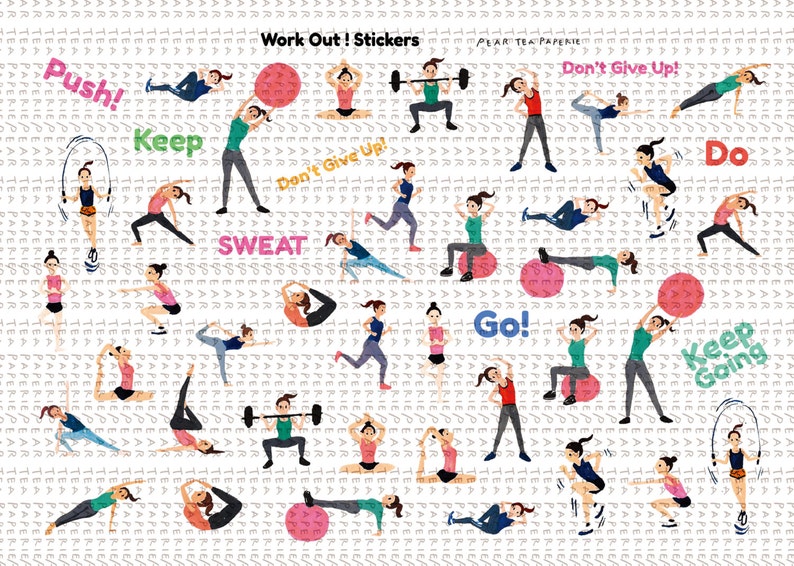 Work Out Series Stickers Exercise Stickers Fitness Stickers Etsy