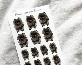 Black Pomeranian Dog stickers, Pet Stickers, Dog Stickers, Planner stickers, Kawaii Stickers