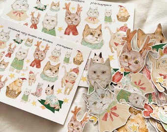 Christmas Ugly Sweater Cat Stickers, Planner stickers, Planning Stickers, Winter Sticker, Daily Planner, Weekly Sticker