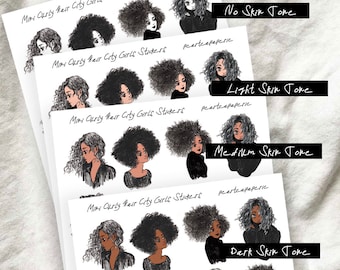 Mini Curly City Girls Stickers / Girl Stickers, Doll stickers, Planner Decoration, planner Sticker