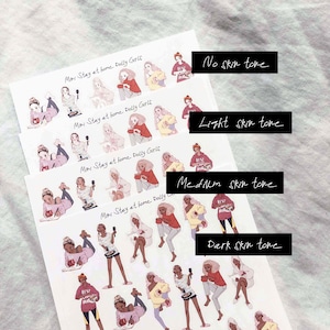 Mini Stay at home Dolly Girls Stickers - Whole Body ver. / Doll stickers, fashion illustration stickers, fashion girl stickers