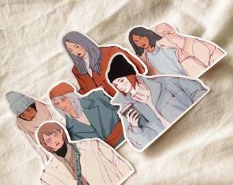 Winter Fashion Girls 2021 Stickers - Upper Body ver. / Doll stickers, girl stickers, Aesthetic stickers