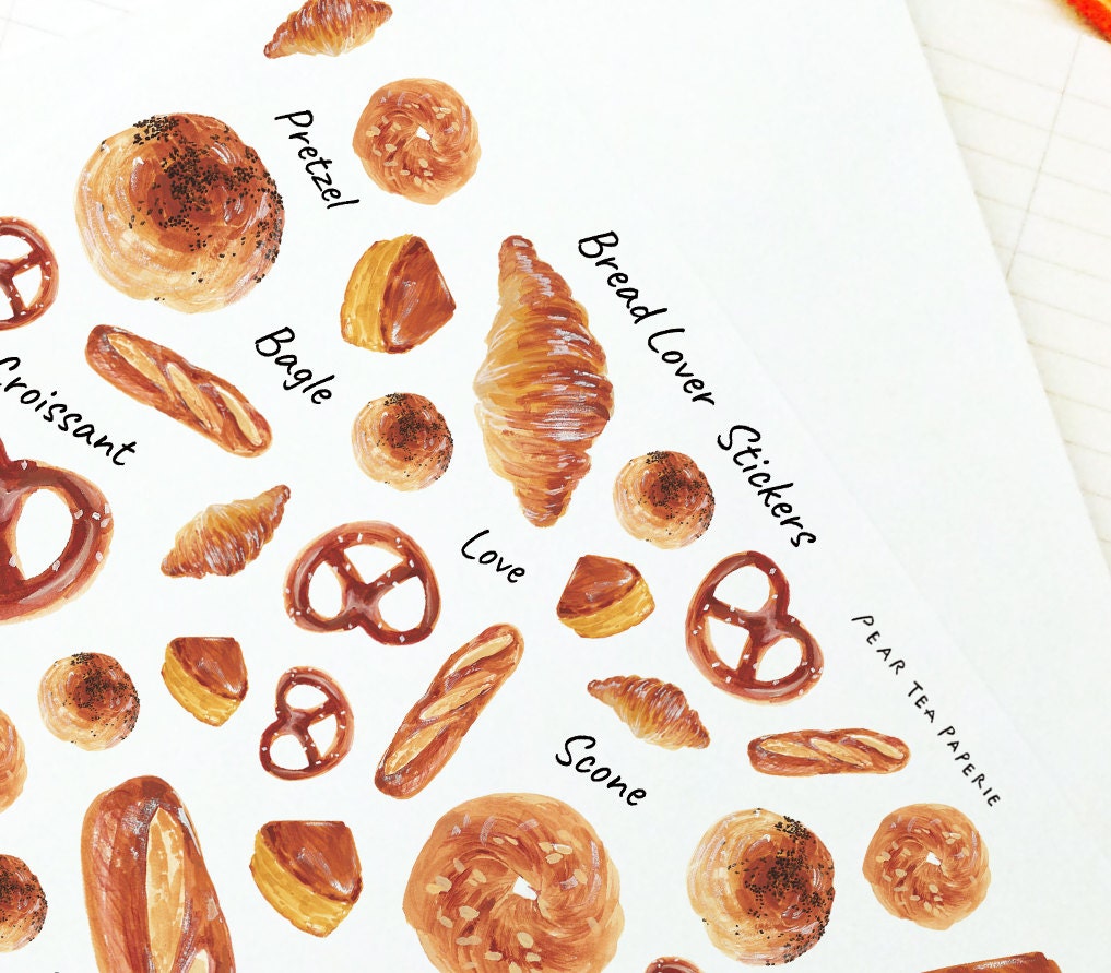 Bread Lover Stickers Set, Bread Stickers, Planner Stickers, Weekly ...