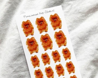 Red Brown Pomeranian Dog stickers, Pet Stickers, Dog Stickers, Planner stickers, Kawaii Stickers