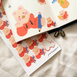 Let&#39;s Study Bear-stickers, routinestickers, plannerstickers
