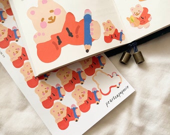 Let's Study Bear Stickers , Routine Stickers, Planner Stickers