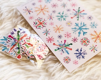 Colorful Snowflake Stickers, Winter Sticker, Planner Sticker, Decor Stickers, Planning Stickers