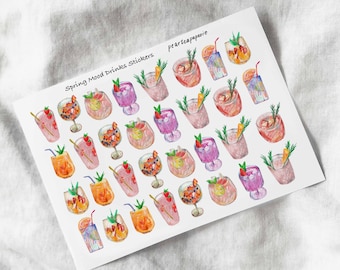 Spring Mood Drinks Stickers, Planner stickers, Planning Stickers, Daily Planner, Weekly Sticker, Spring Sticker, Cocktail Sticker