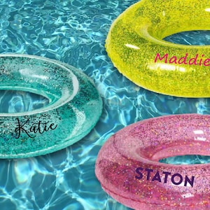 NEW COLORS!! | Double the Glitter! Personalized Colored Pool Float w/ Colored Glitter | Beach Bachelorette Party Summer Fun Lake | 36 Inches
