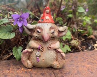 Цветочек  – kawaii magical creature. Artist made fantastic art doll animal, 5", OOAK, natural clay. OlVik Dolls. Куклы ОлВик Украина