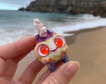 Little coral dreamer – ocean magical creature. Artist made fantastic art gift, OOAK, natural clay. OlVik Dolls. Sea creature, figurine toy.