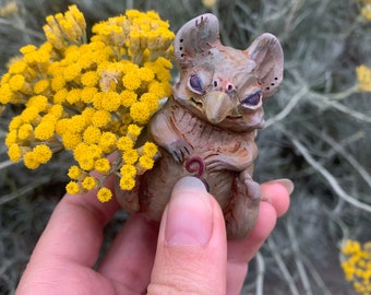 Цветочек  – kawaii magical creature. Artist made fantastic art doll animal, 5", OOAK, natural clay. OlVik Dolls. Куклы ОлВик Украина