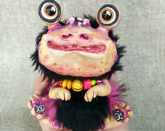 Magic Niffler - cute creature. Artist made doll. Natural Clay ceramics, 4" OOAK OlVik Dolls Art doll animal. Ukraine Artist