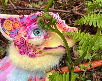 Drakadis kind – Cute Kawaii magical creature. Artist made doll, 5", OOAK, clay figurine. OlVik Kawaii Dragons