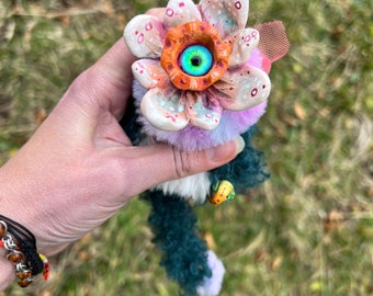 Garden daffodil flower - magical toy creature. Artist made doll. Natural Clay ceramic fantasy beast, sculpture, OOAK OlvikDolls animal gift.