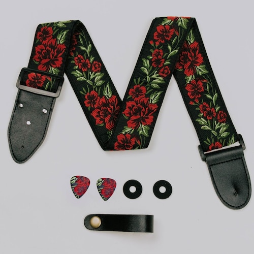 Red Vintage Guitar Strap Guitar Player Gift for Boyfriend Etsy