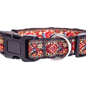 Red Cotton Dog Collar - Adjustable Dog Collar | woven dog collars for large dog and small dog