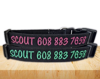 Custom Dog Collar with contact number  Custom Embroidery of name and contact information for your fur baby  Gift Ideas for fur parents