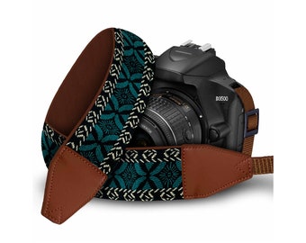 Premium Camera Strap Ideal for any DSLR Camera - Adjustable length and Comfort Padding - Green Embroidery