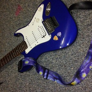 Guitar Musician Gift Set Van Gogh Starry Night Guitar Strap and 12 Guitar Picks Best Accessory Guitar Gift image 7