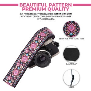 Pink BOHO woven camera strap for any DSLR camera Canon and Nikon Camera strap Photography Accessories for photographers image 7