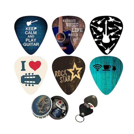 Cool Guitar Picks With Guitar Pick Holder Acoustic Guitar Gift for