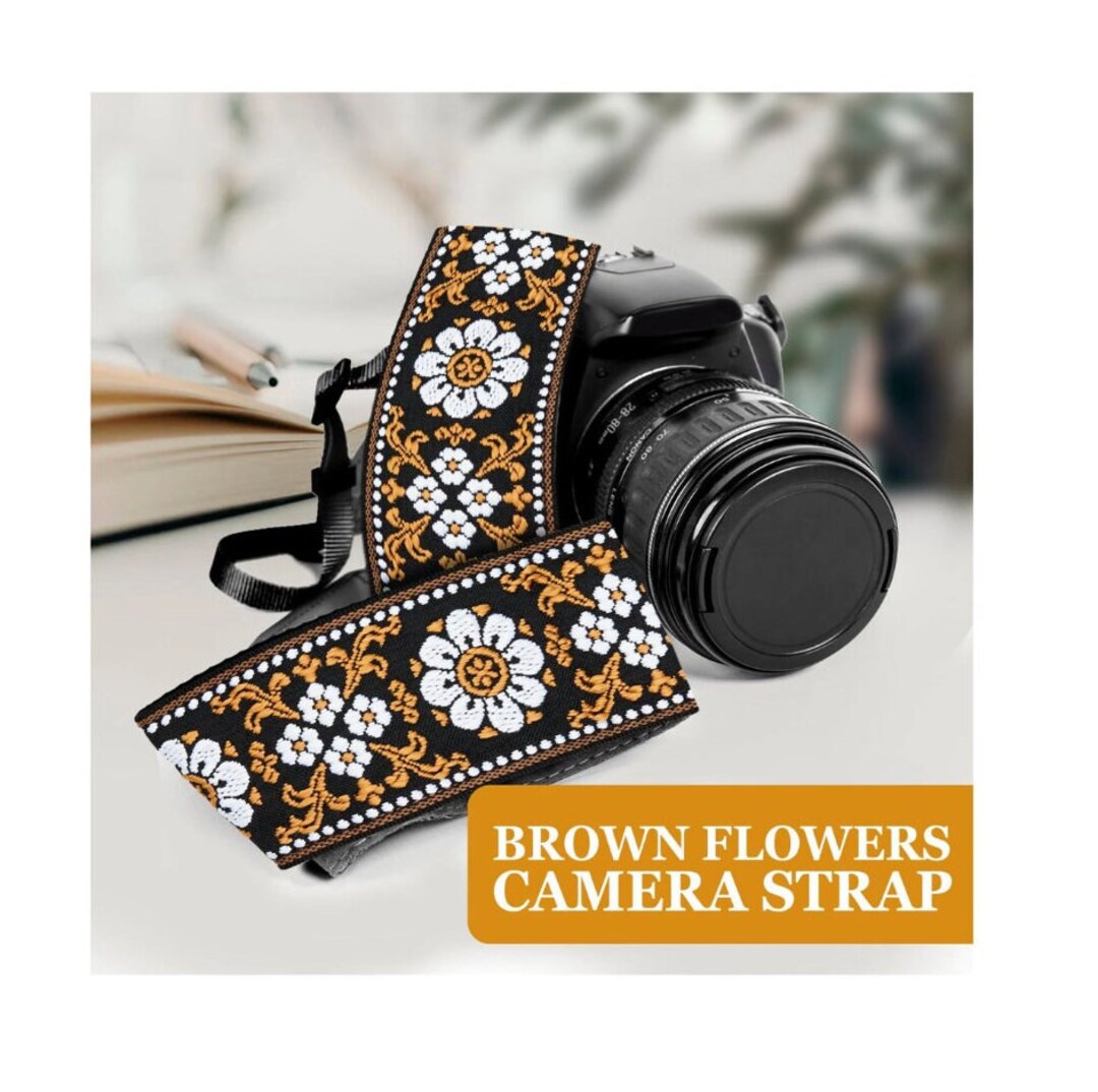 Brown Flower Camera Strap Perfect Gift Idea for Photographers and