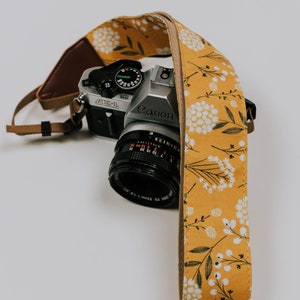 Yellow Camera Strap for Canon and Nikon Spring blossom strap For DSLR camera photographer gift image 2