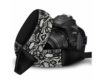 Premium Camera Strap Ideal for any DSLR Camera - Adjustable length and Comfort Padding - Faux Snakeskin