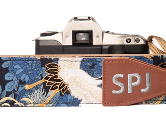 Blue Japanese Crane Foil Camera Strap for Nikon Canon and all kind of DSLR cameras