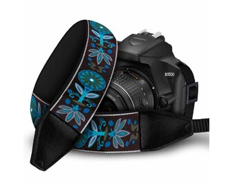 Premium Camera Strap Ideal for any DSLR Camera - Adjustable length and Comfort Padding - Sea Blue