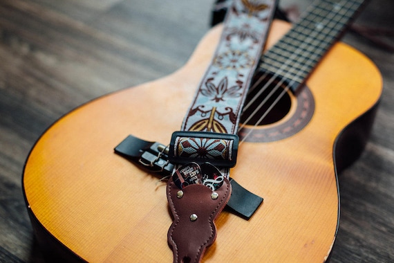 Guitar Strap for Electric/Acoustic Guitar/Bass Includes 2 Picks Strap Button Cotton Jacquard Guitar Straps Strap Locks 