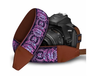 Premium Camera Strap Ideal for any DSLR Camera - Adjustable length and Comfort Padding - Retro Pink