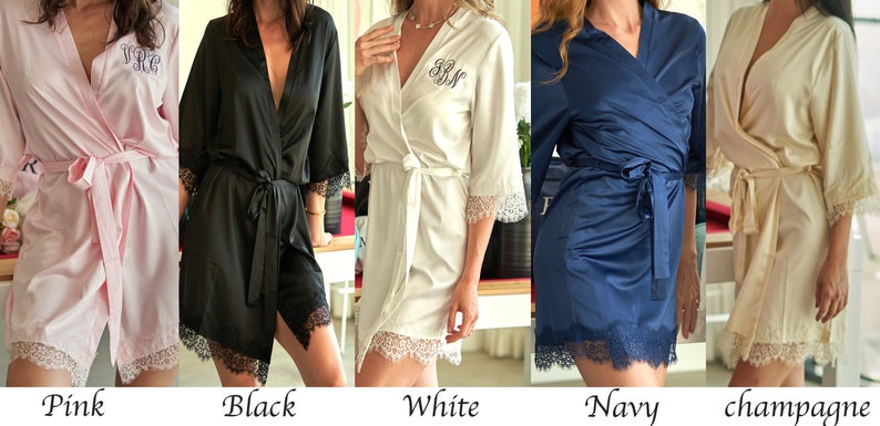 White Bridal Robe Personalized Bridesmaid Robe Embroidered Robe for bachelorette party image 4