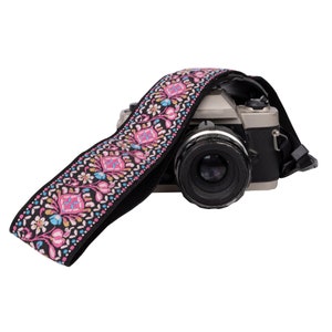 Pink BOHO woven camera strap for any DSLR camera Canon and Nikon Camera strap Photography Accessories for photographers image 5