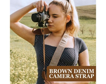 Brown Camera strap For Canon, Nikon, Sony - Jeans brown DSLR Gift | Custom camera strap