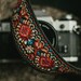DSLR Camera Strap for women - embroider Red camera strap for any camera | compatible with Canon, Nikon, Sony, Pantex and more