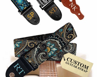 Personalized Indian Nights Brown Gold Guitar Strap,  Cool guitar strap - Custom Guitar Strap Gift for Guitar Players