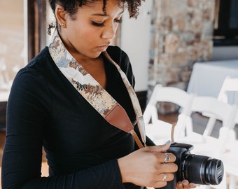 Camera Strap Brown Crane Gold Foil , Christmas Gift For photographers for Canon, Nikon, Sony and More- Mother's Day Gift