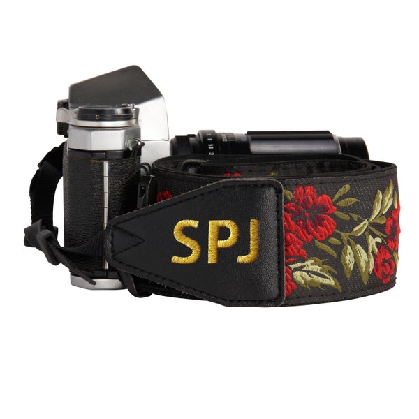 Custom Red Roses Camera Strap, Shoulder and Crossbody Strap - For all types of DSLR Camera - Perfect Gift Ideas for Photographers