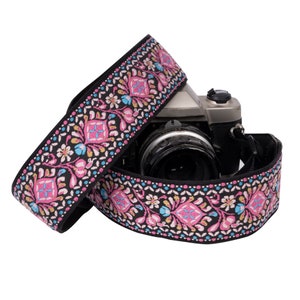 Pink BOHO woven camera strap for any DSLR camera Canon and Nikon Camera strap Photography Accessories for photographers image 8