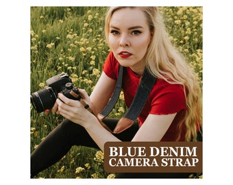 Padded denim camera strap | Custom Camera strap | western camera strap | vegan camera strap