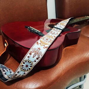 Vegan Guitar Strap Hippie Acoustic guitar strap gift for guitar player. image 4