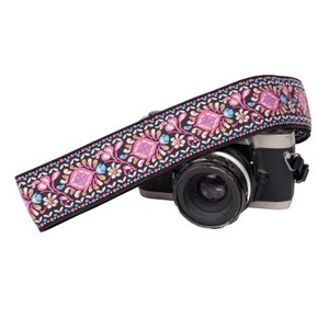 Pink BOHO woven camera strap for any DSLR camera Canon and Nikon Camera strap Photography Accessories for photographers image 6