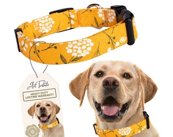 Yellow spring Dog Collar | Adjustable Collar for Large Dogs | Puppy small collar - gift for dog