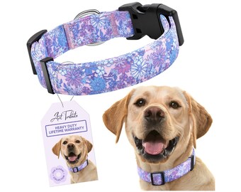 Violet Floral Dog Collar | Adjustable Neck Collar for Dogs | Gift for Pups | Dog Accessories | Comfortable and Durable Dog Neck Collar